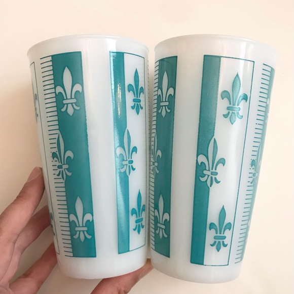 EUC Hazel Atlas Fleur De Lis 12oz High Ball Glasses Set of 6 - Picture 4 of 14